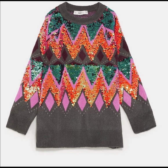 ▪️SOLD▪️Zara S limited edition color change sequin sweater - Picture 5 of 5